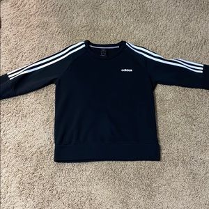 Adidas black with white strip sweatshirt.
